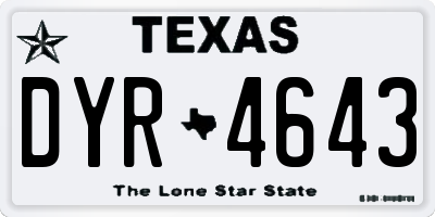 TX license plate DYR4643