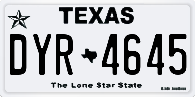 TX license plate DYR4645