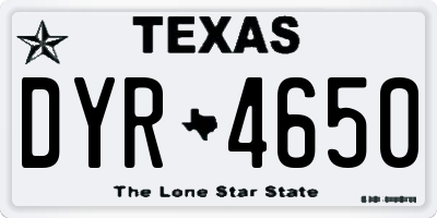 TX license plate DYR4650
