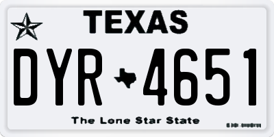TX license plate DYR4651