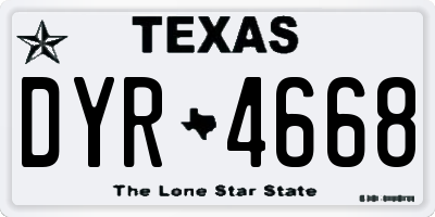 TX license plate DYR4668