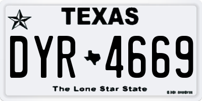 TX license plate DYR4669
