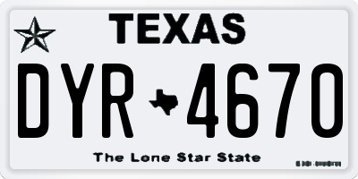 TX license plate DYR4670