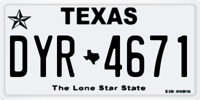 TX license plate DYR4671