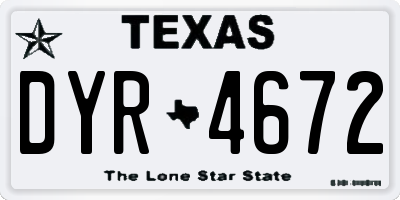 TX license plate DYR4672