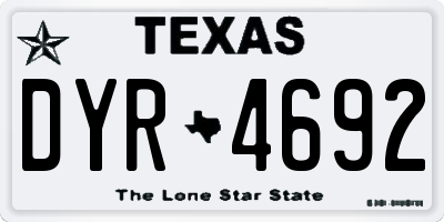 TX license plate DYR4692