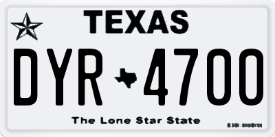 TX license plate DYR4700