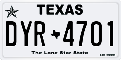 TX license plate DYR4701