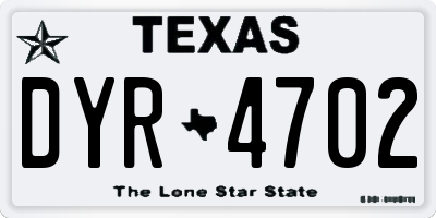 TX license plate DYR4702