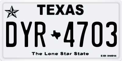 TX license plate DYR4703