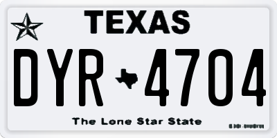 TX license plate DYR4704