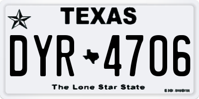 TX license plate DYR4706
