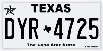 TX license plate DYR4725