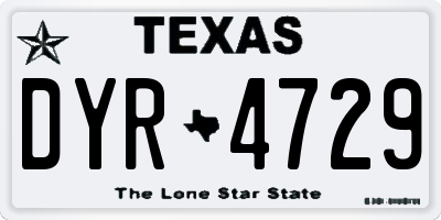 TX license plate DYR4729