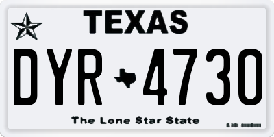 TX license plate DYR4730
