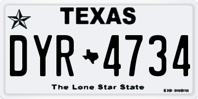 TX license plate DYR4734