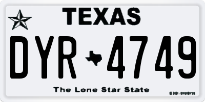 TX license plate DYR4749