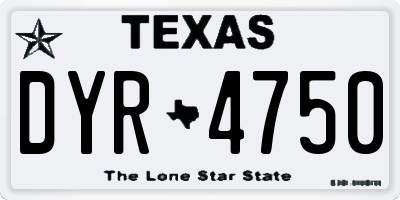 TX license plate DYR4750