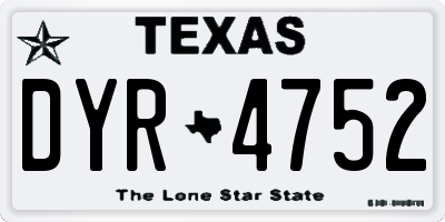 TX license plate DYR4752