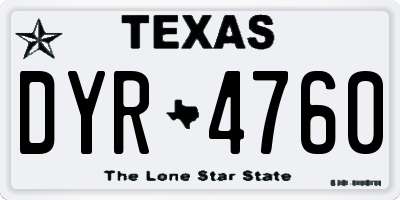TX license plate DYR4760