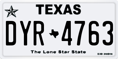 TX license plate DYR4763