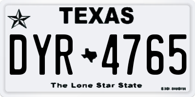 TX license plate DYR4765
