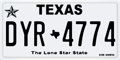 TX license plate DYR4774