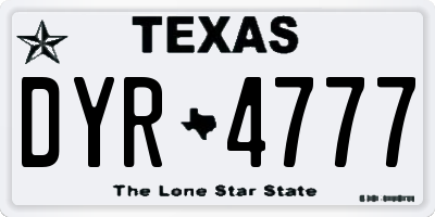 TX license plate DYR4777