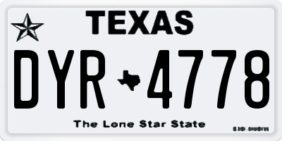 TX license plate DYR4778