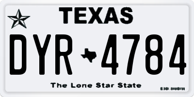 TX license plate DYR4784