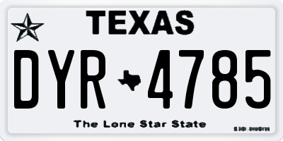 TX license plate DYR4785