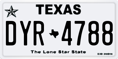 TX license plate DYR4788
