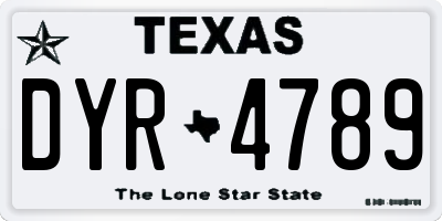TX license plate DYR4789