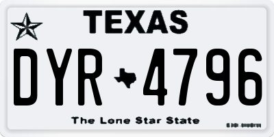 TX license plate DYR4796
