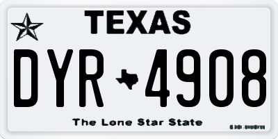 TX license plate DYR4908