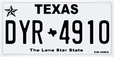 TX license plate DYR4910