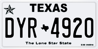 TX license plate DYR4920