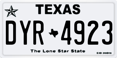TX license plate DYR4923