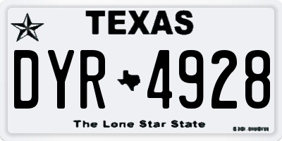 TX license plate DYR4928