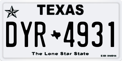 TX license plate DYR4931