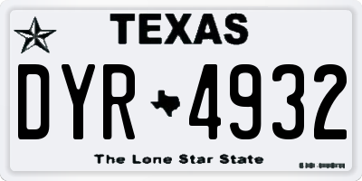 TX license plate DYR4932