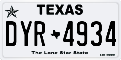 TX license plate DYR4934
