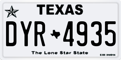 TX license plate DYR4935