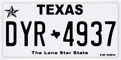 TX license plate DYR4937