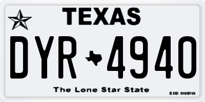 TX license plate DYR4940