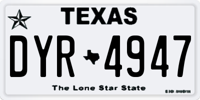TX license plate DYR4947