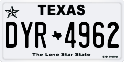 TX license plate DYR4962