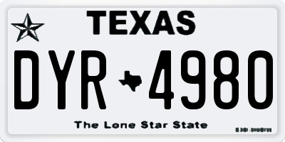 TX license plate DYR4980