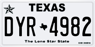 TX license plate DYR4982