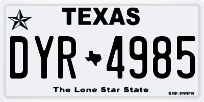TX license plate DYR4985